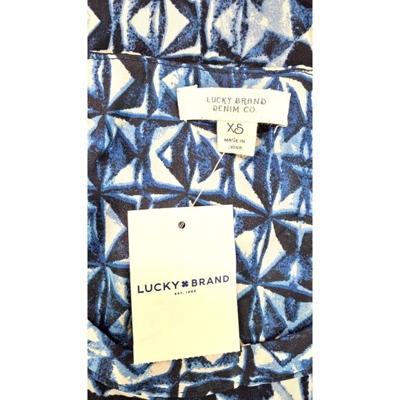 Lucky Brand Blue White Sleeveless Geometric Print Shift Dress XS New with Tags - Picture 5 of 7